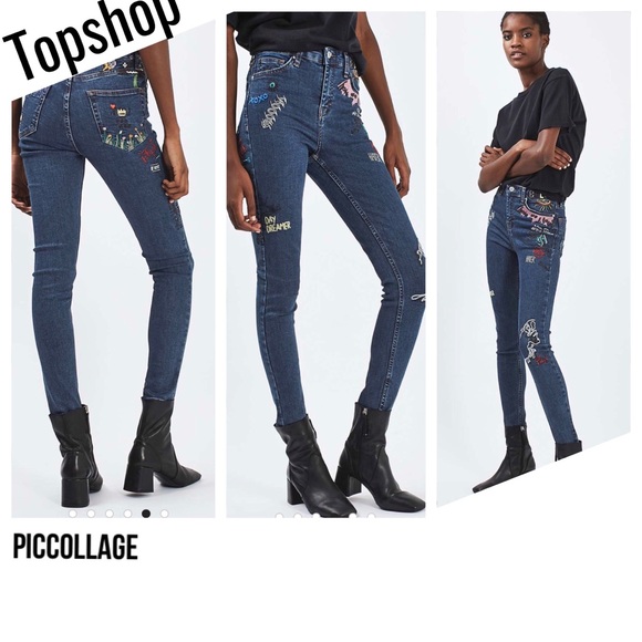 topshop embroidered jamie jeans